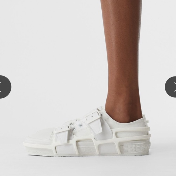 BurberryCotton and Leather Webb Sneakers